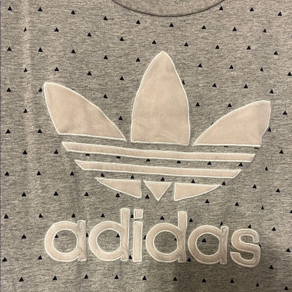 Adidas Heather Gray Tee with Velour Logo - Picture 2 of 3